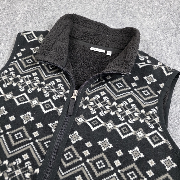 Croft & Barrow Black White Fair Isle Sherpa Fleece Vest WXL Oversized - Picture 3 of 10